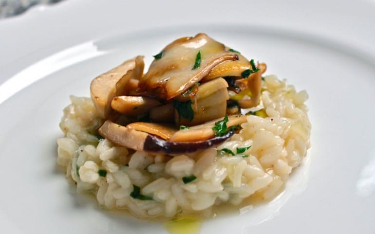 Risotto with king oyster mushrooms.