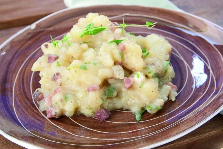 Bacon potato salad as learned from Alfons Schuhbeck.