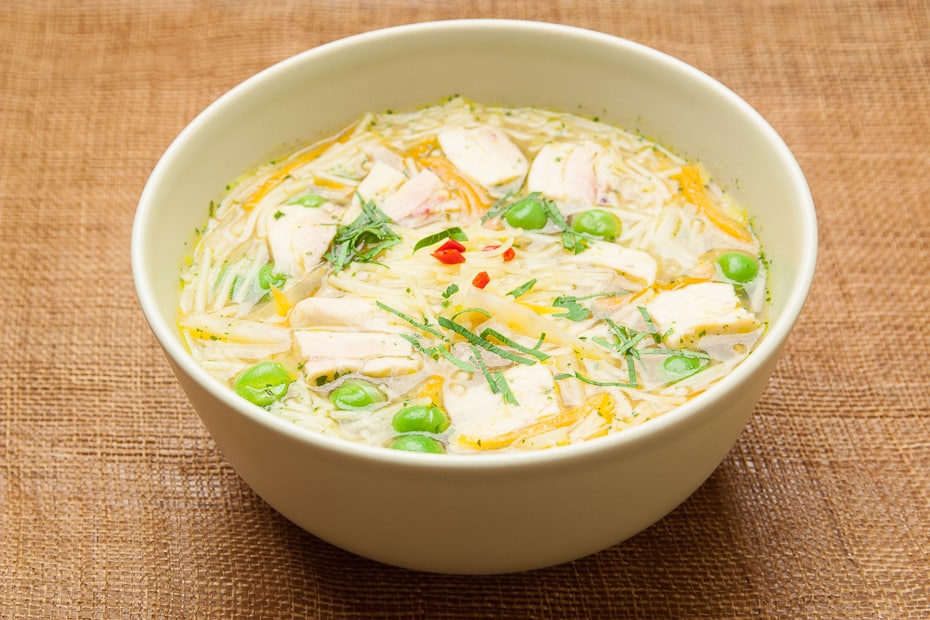 Chicken soup with noodles easy to prepare