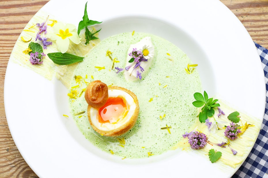 Herb Soup for Spring - Maundy Thursday Soup with fried Egg