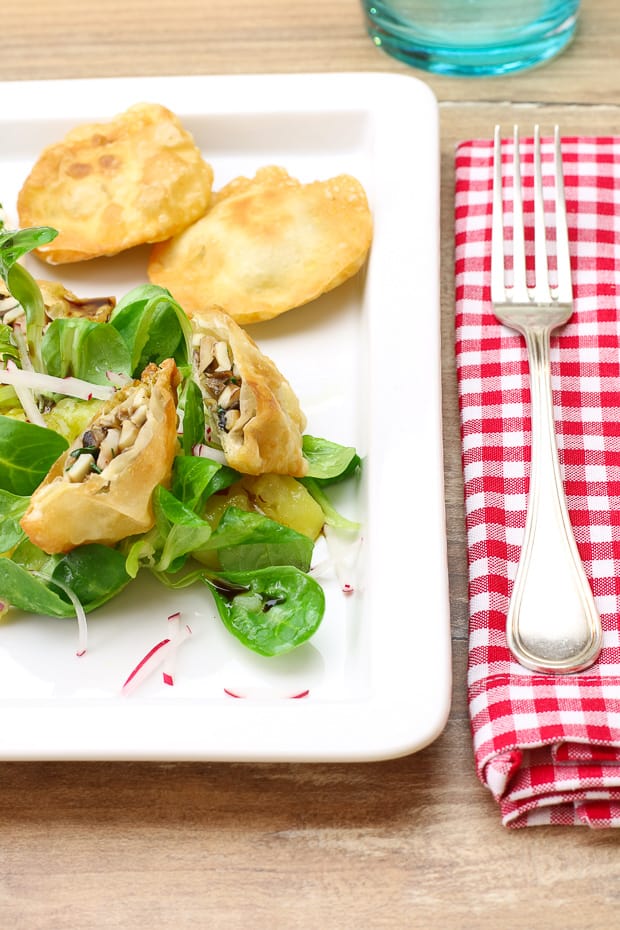 Uploaded to Potato Salad Recipe with Lamb's Lettuce and Pumpkin Seed Oil, served with Porcini Mushrooms in Crispy Strudel Dough, a Starter for Connoisseurs