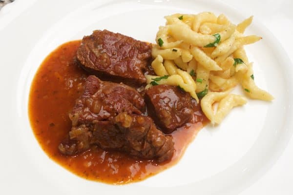 Goulash from Vienna named wiener saftgulasch the extra juice with bell pepper spice is great! Goulash Recipe with Cooking Video instructions
