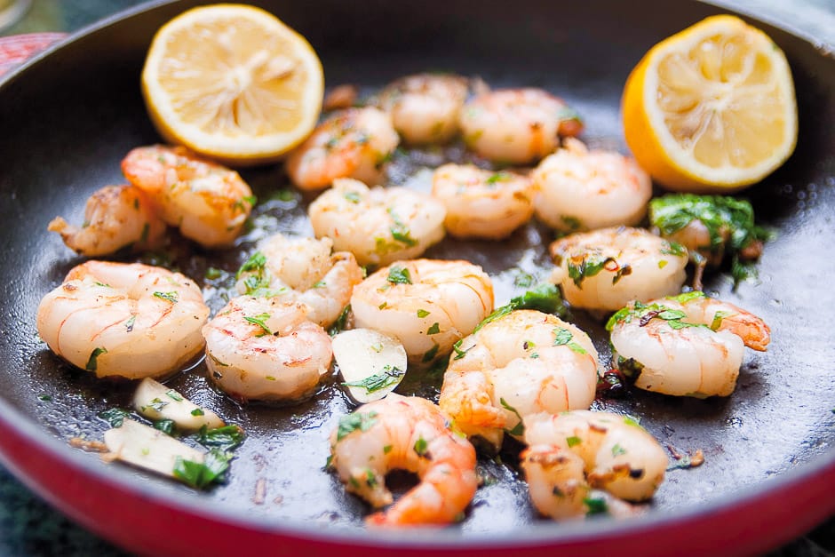 Prawns in the pan, fried