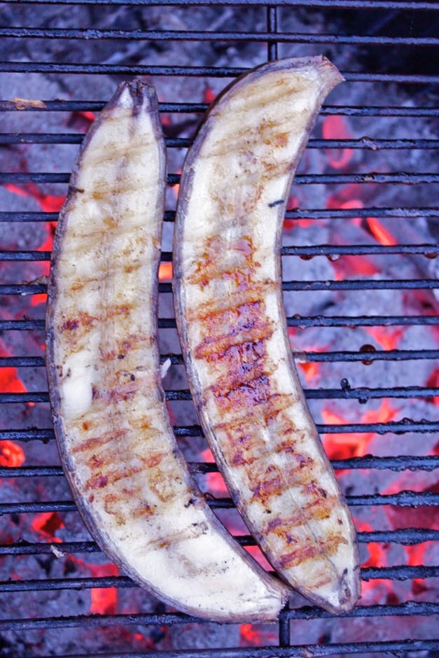 grilled banana on the hot grill, WHERE that's a great dessert!