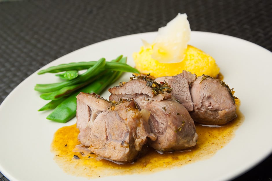 Roast lamb with great side dishes.