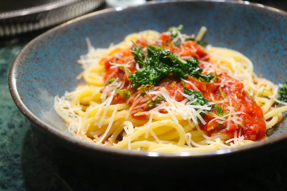 Spaghetti Amatriciana served