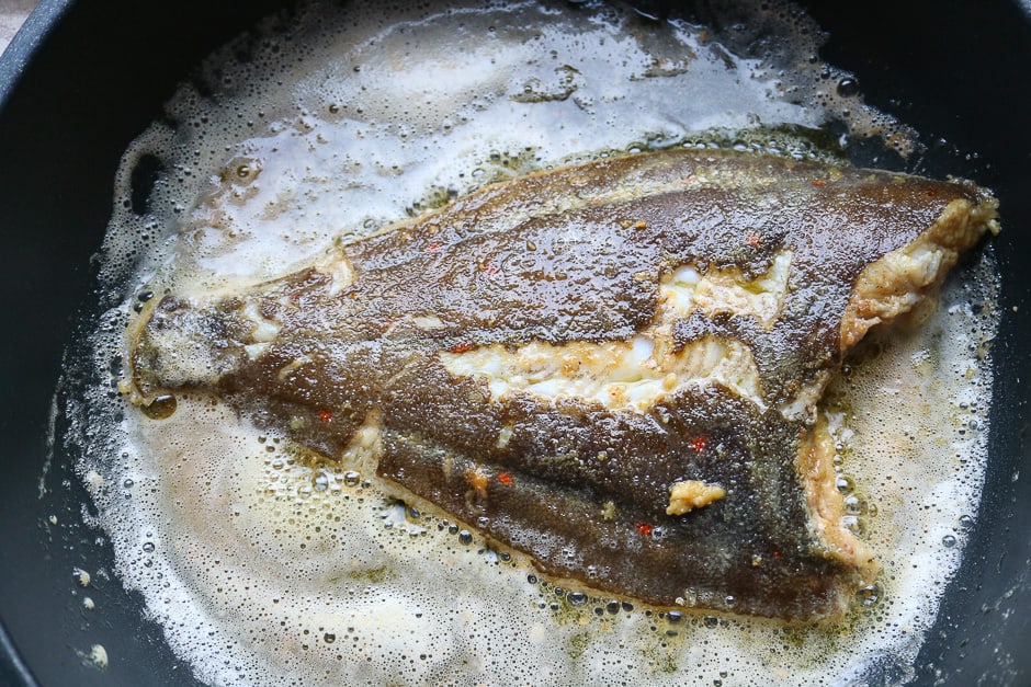 fry plaice in a pan
