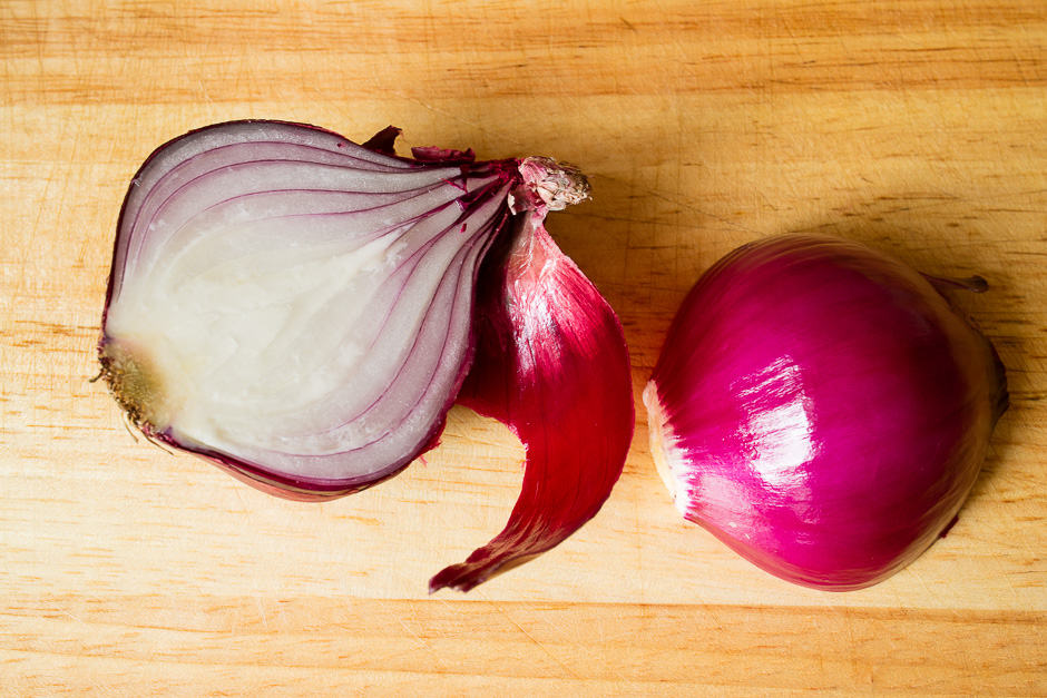 Halve and peel the onion