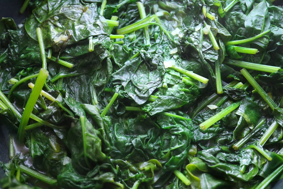 Freshly cooked spinach