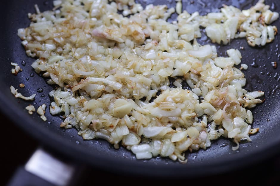 Onion and garlic in the pan
