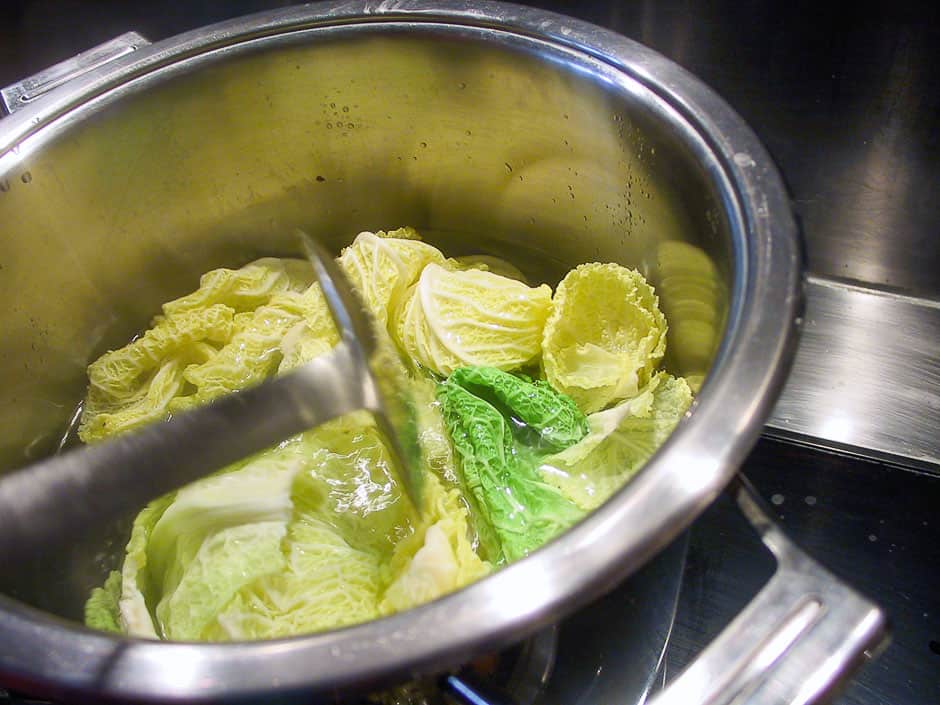 Cooking savoy cabbage
