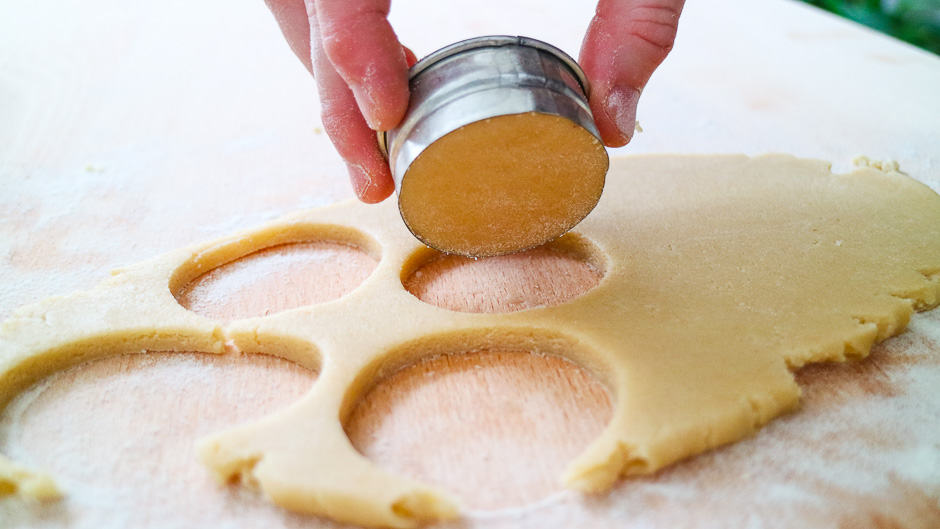 Cut out the rolled out shortcrust pastry