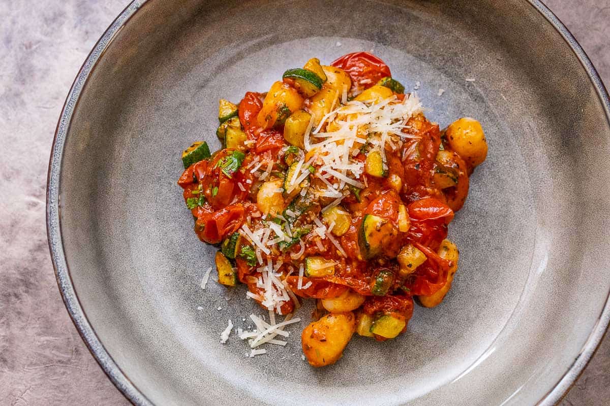 Gnocchi tomato sauce on the plate