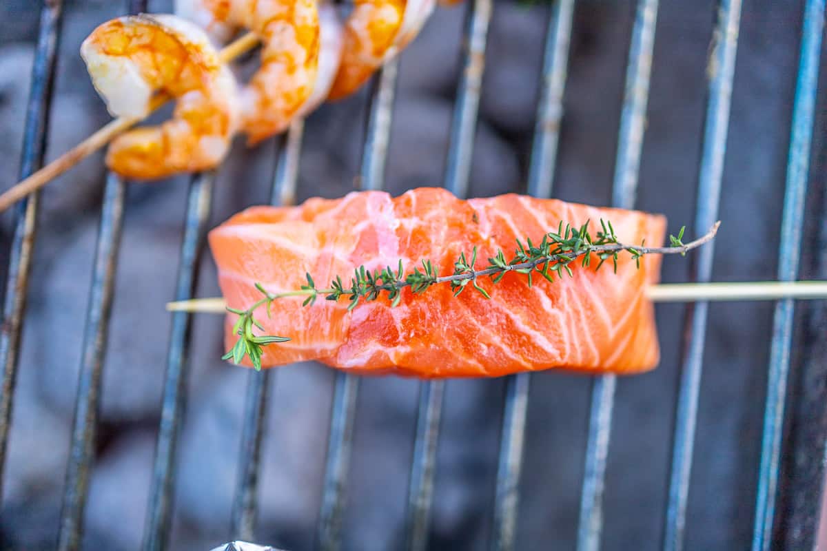 Salmon fillet on the grill