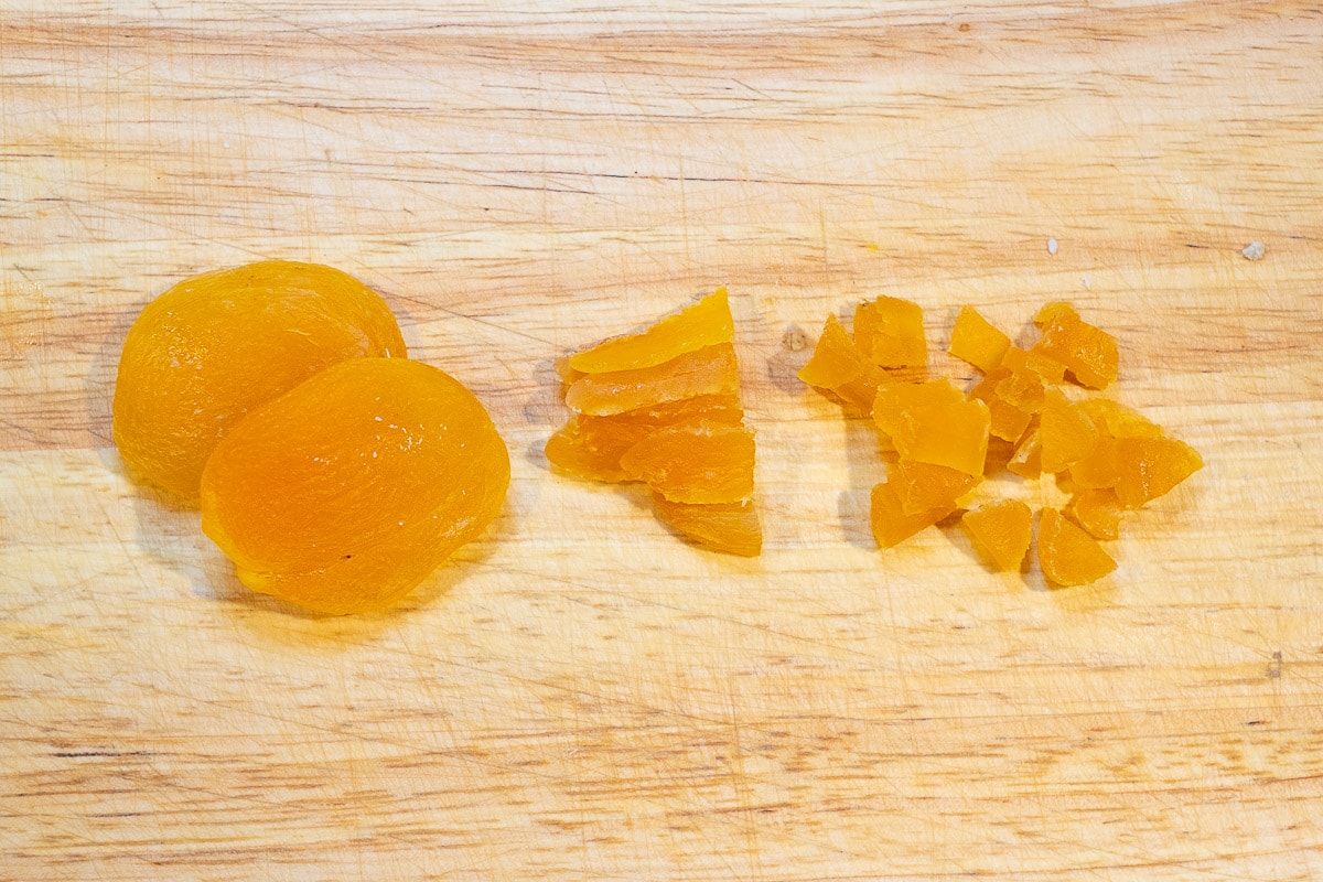 Cut apricots small