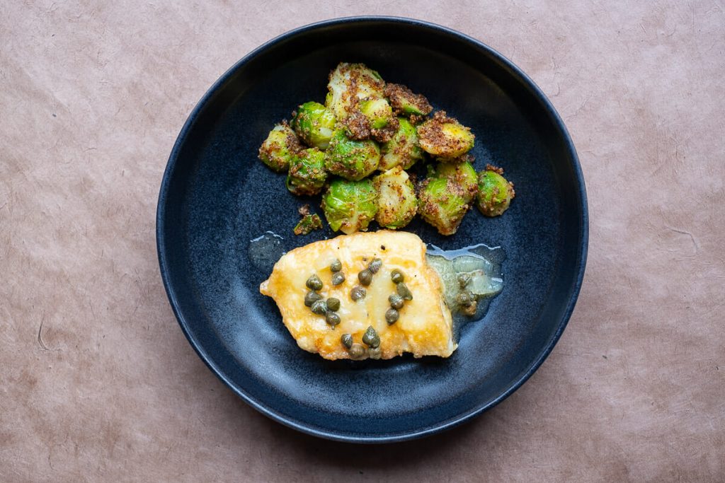 Halibut with Brussels sprouts
