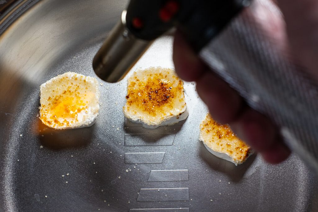 Caramelize the goat cheese