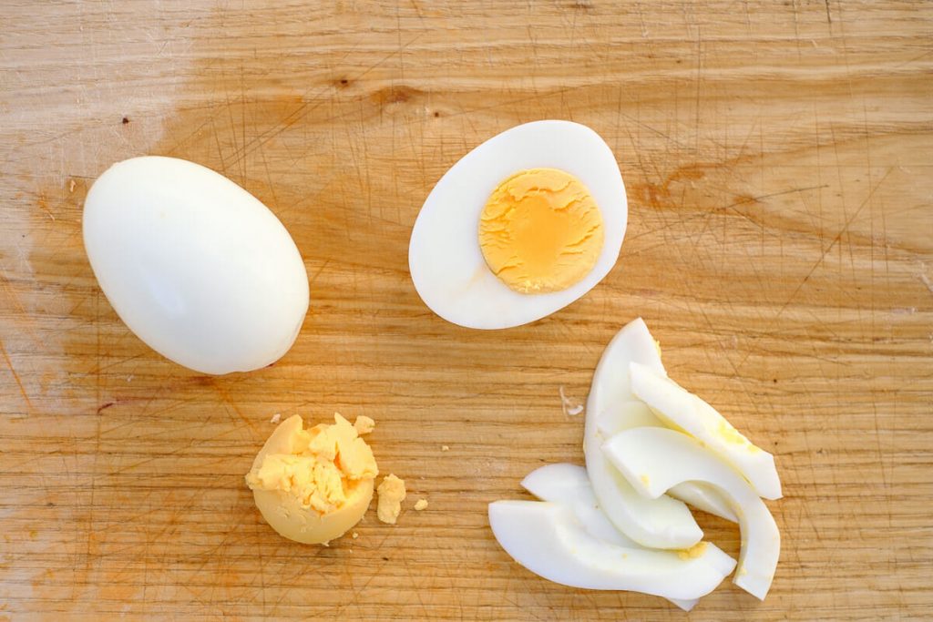 Cut boiled eggs