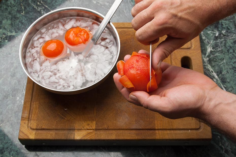 peel blanched tomatoes