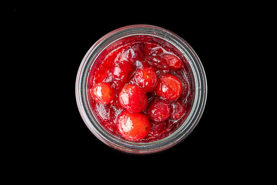 Cranberry compote in a glass
