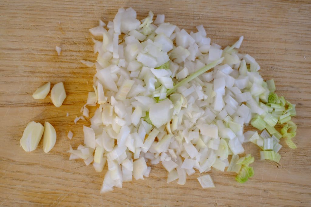 Garlic and diced onion