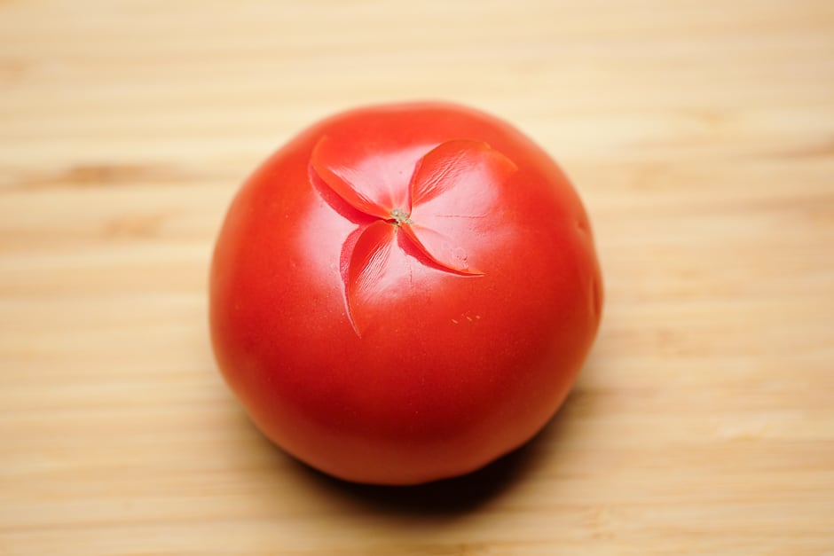 Tomatoes scored for skinning