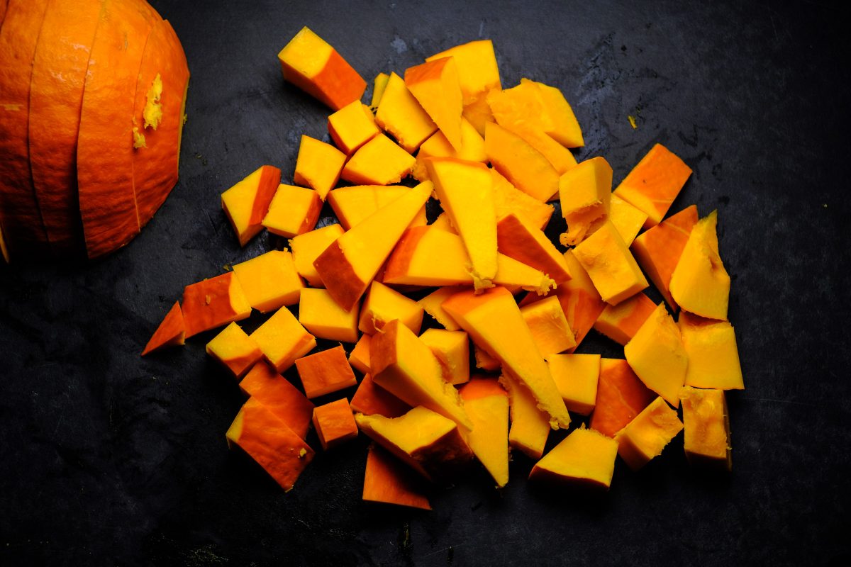 Cut pumpkin pieces
