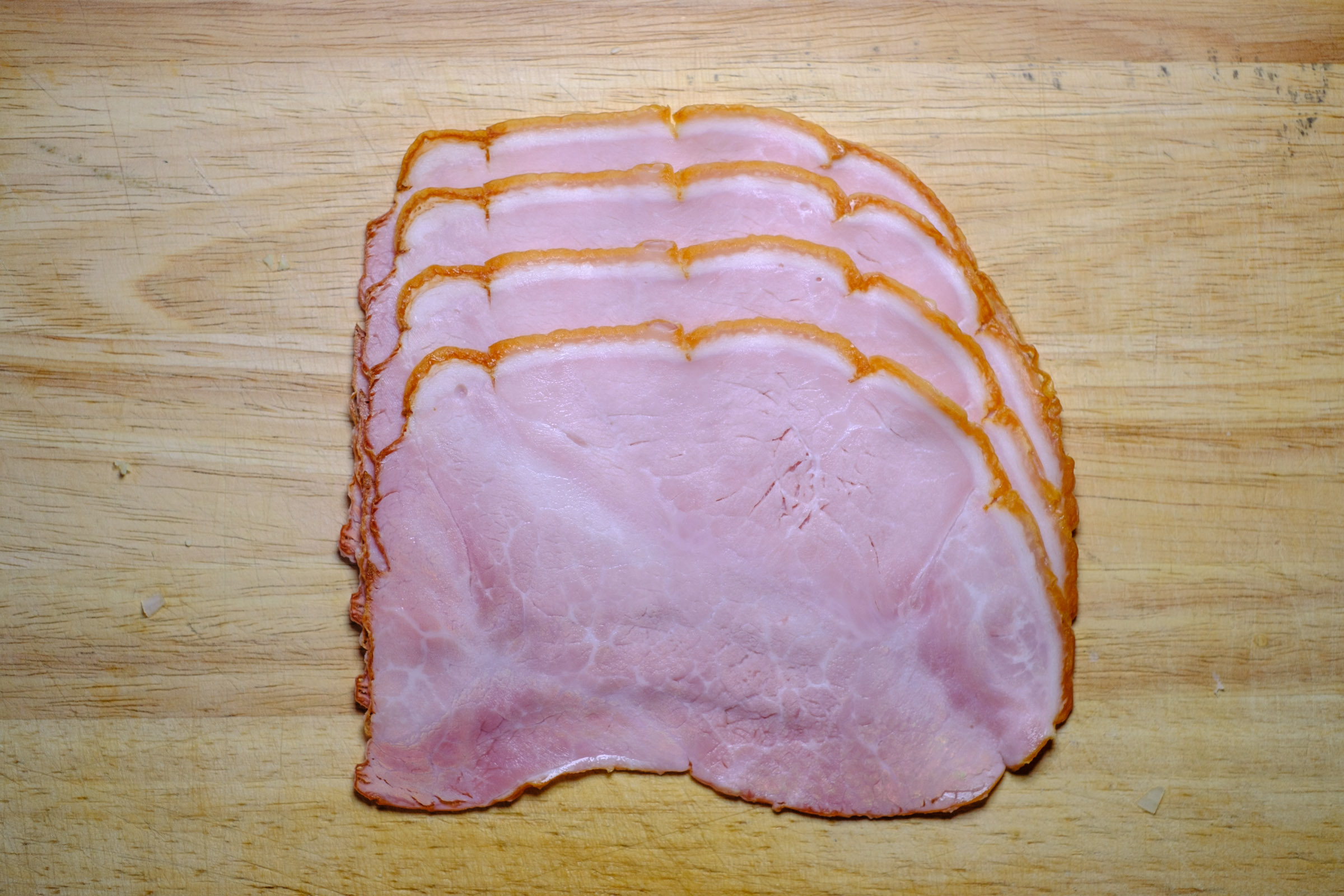 Cooked ham slices