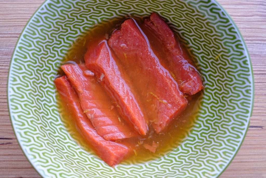 Marinate salmon fillets