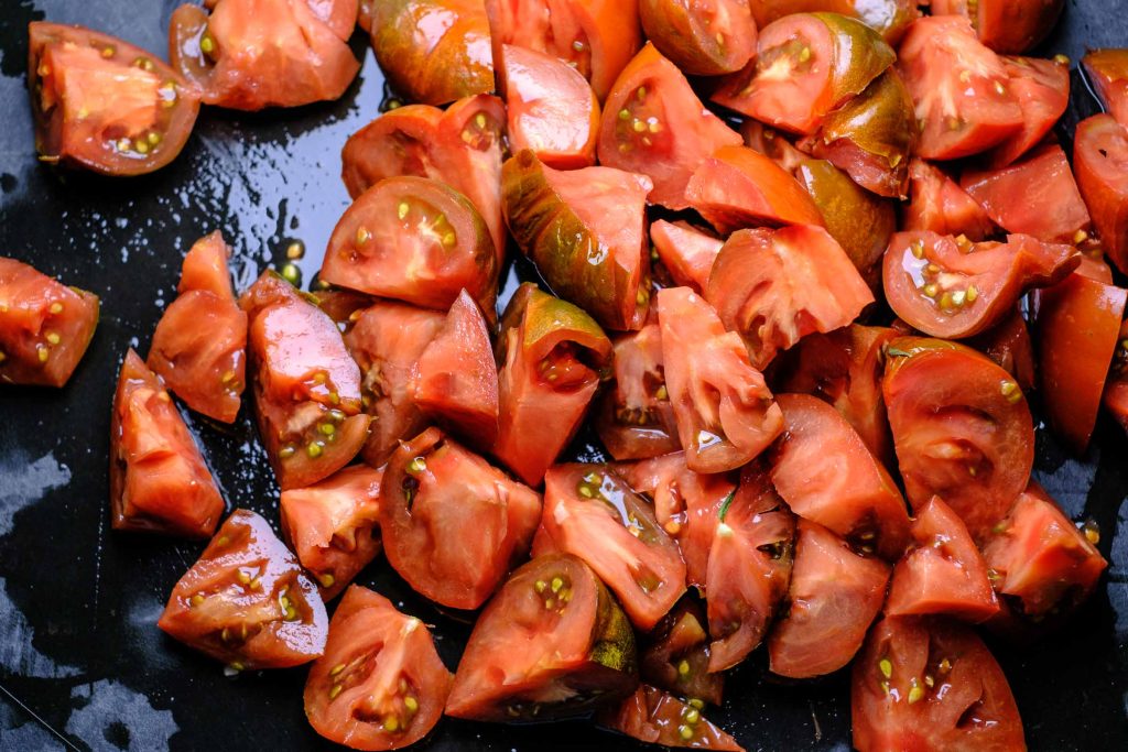 Chopped fresh Marmande tomatoes