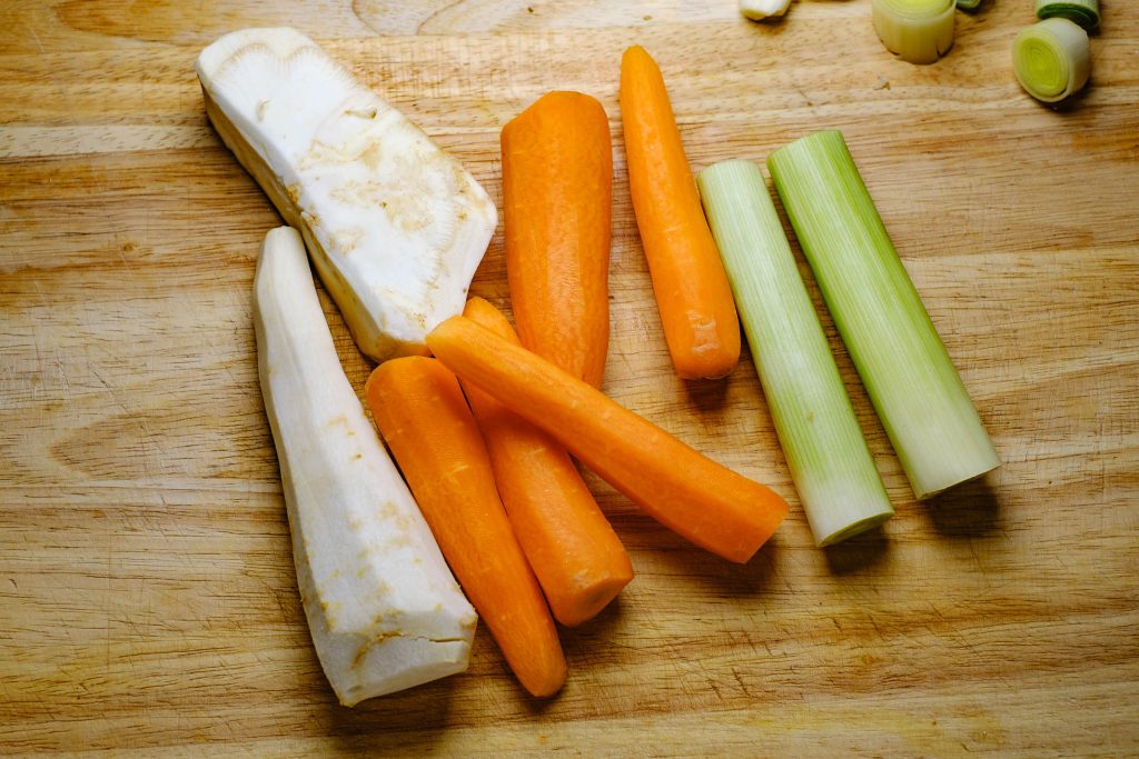 Root vegetables prepared