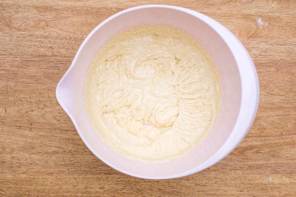 Fruit cake base dough in bowl