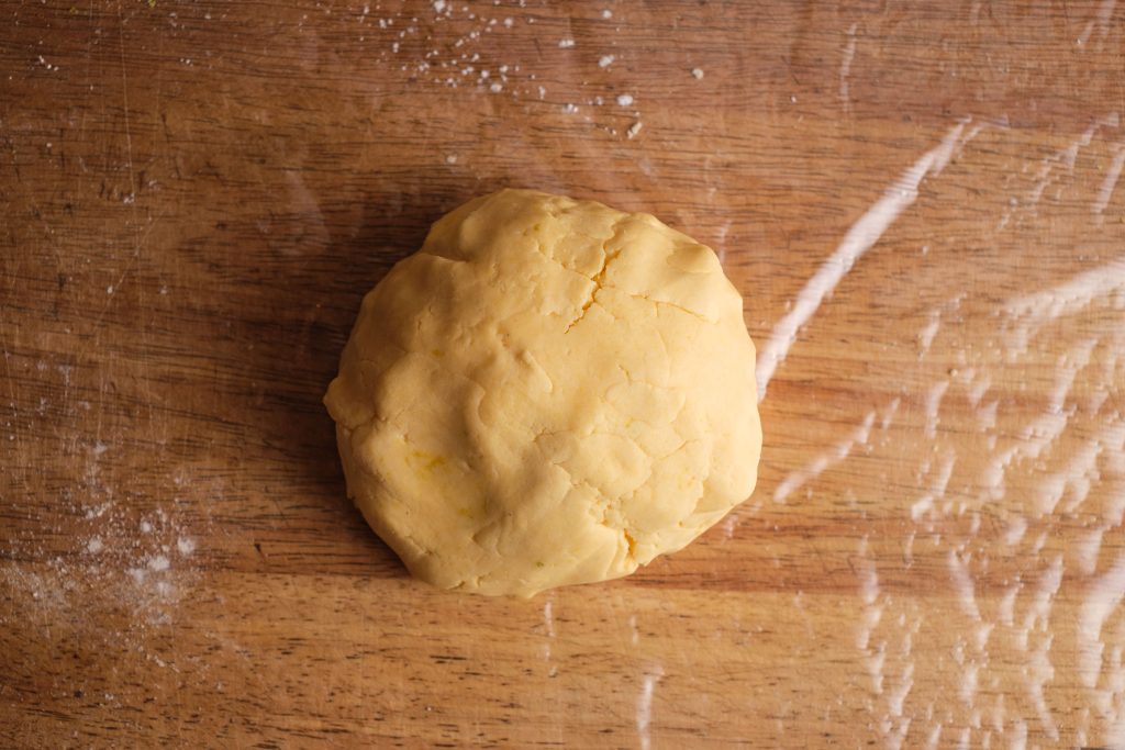 Shortcrust pastry on cling film