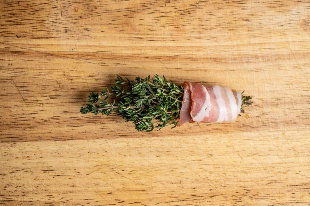 Thyme bunch with bacon