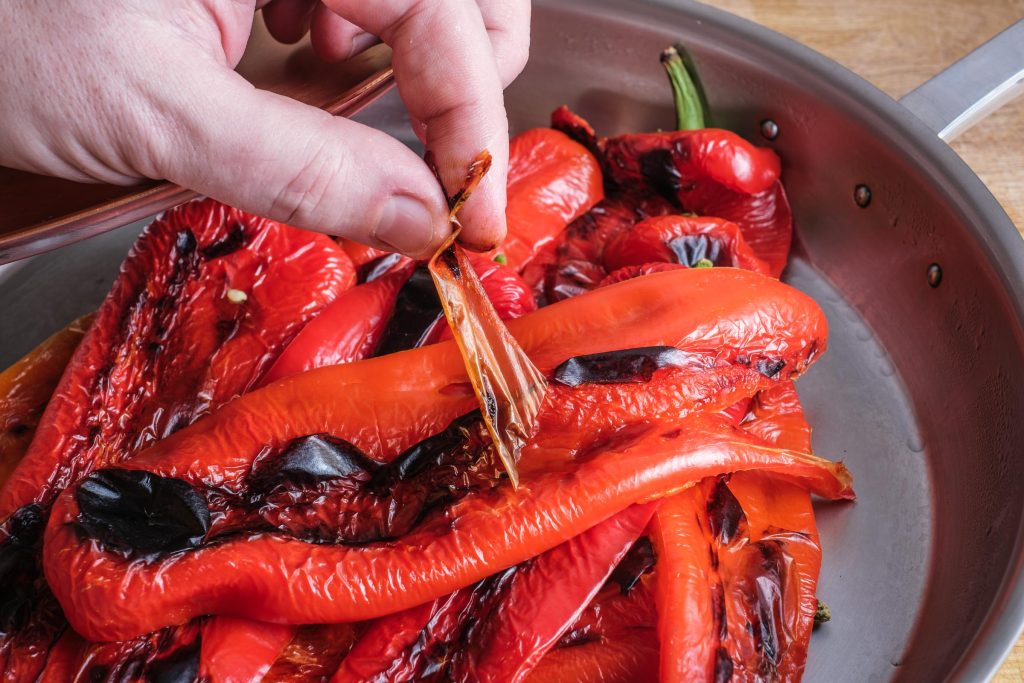 Peel off the skin of the peppers