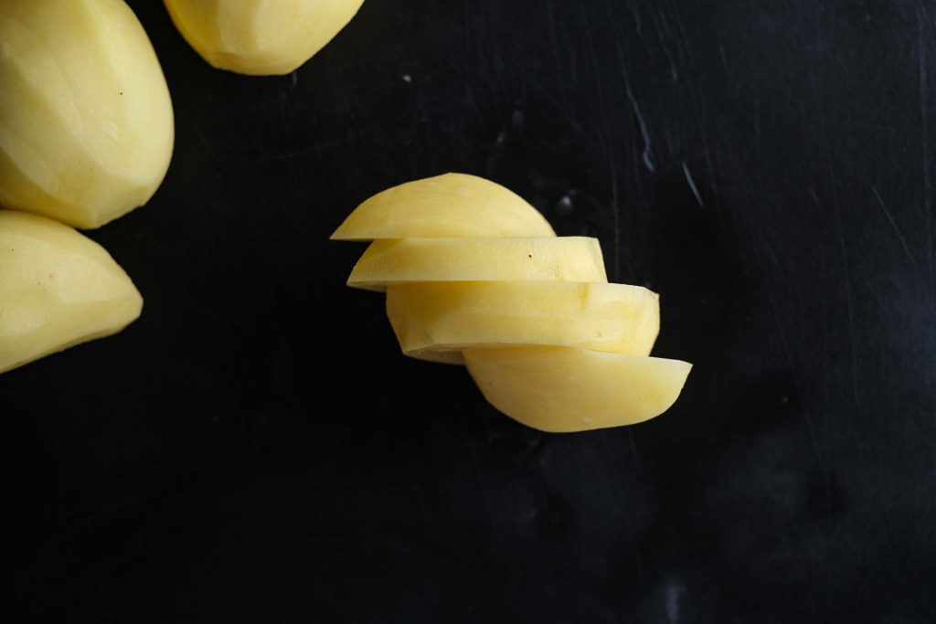 Cut potato slices