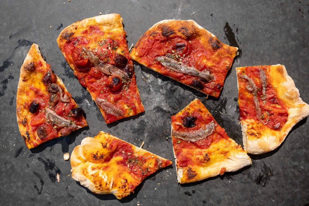 Sliced anchovy pizza