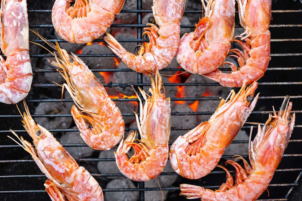 Prawns visible when grilling