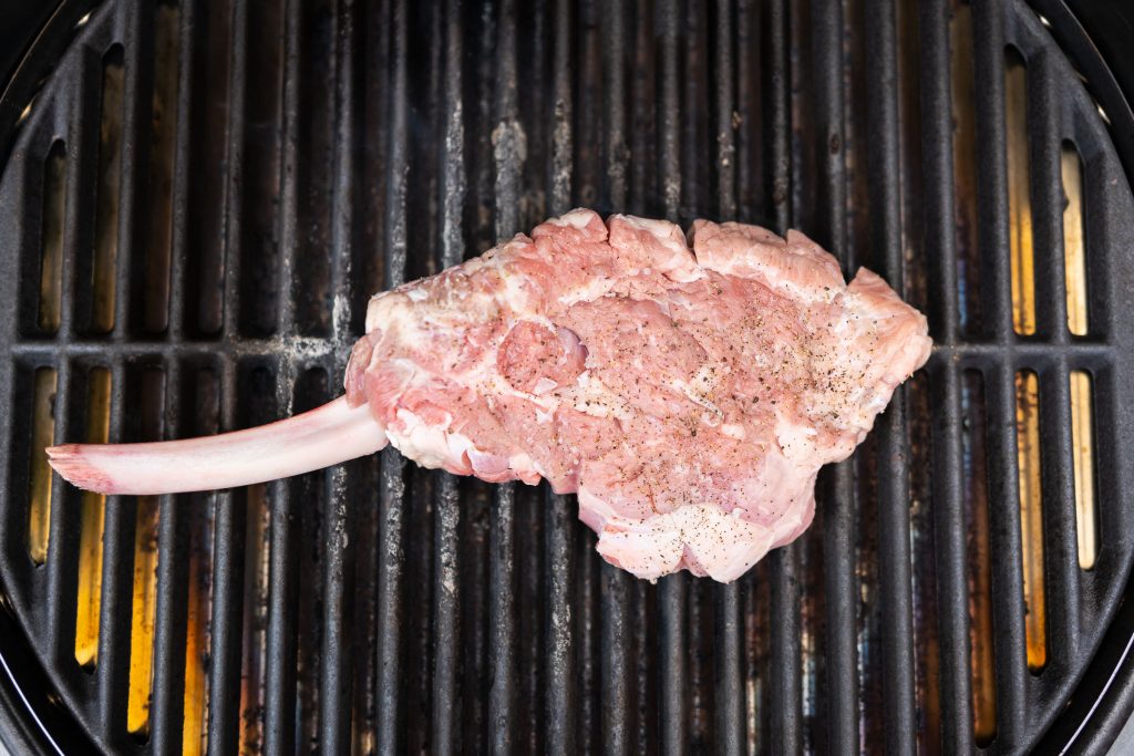 Veal chop close-up grill grate All-Star Char-Broil